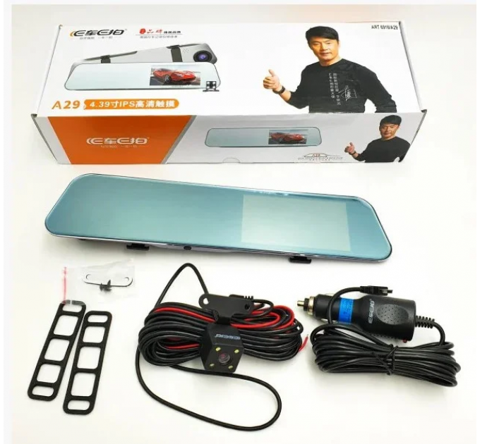 Автомобільний відеореєстратор DVR A29 touchscreen HD1080 дзеркало з двома камерами