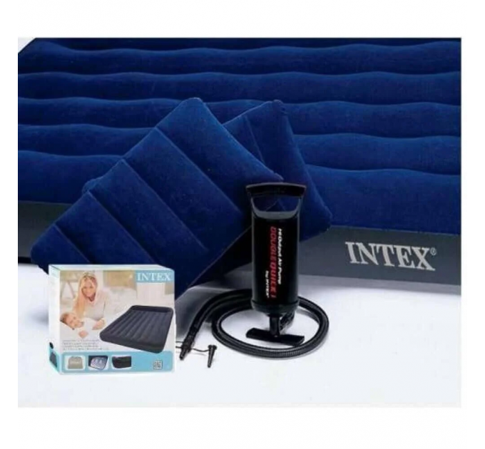 Надувний матрац з подушками та насосом Intex 191 х 99 х 22 см